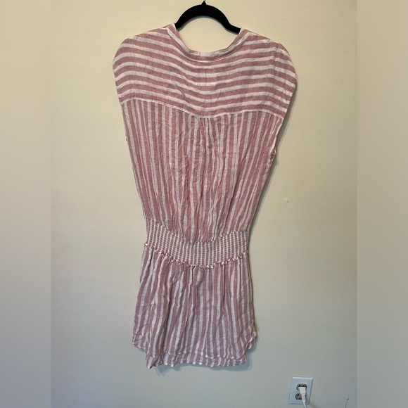 Rails Angelina Fit and Flare Mini Dress in Rose Stripe Linen Blend Size L - Picture 4 of 5